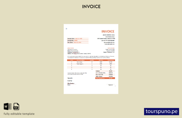 Plantilla de factura de empresa de publicidad lista para imprimir.